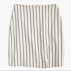 EUC Madewell Faux Wrap Vertical Lines Pencil Skirt - cream with navy lines